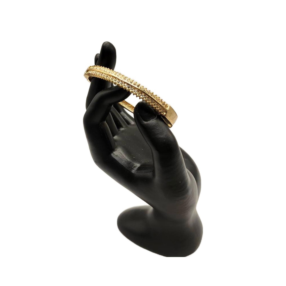 Vintage Crystal Gold Tone Bangle Clamper Bracelet